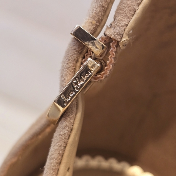 {10} Sam Edelman Yancy Block Heel Ankle Strap Sandal in Golden Caramel Suede - Picture 9 of 14